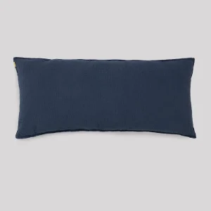 Grand coussin déhoussable en double gaze de coton bleu orage 45x90cm