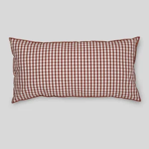 Grand coussin déhoussable en lin coton 45x90 cm Vichy - Rouille